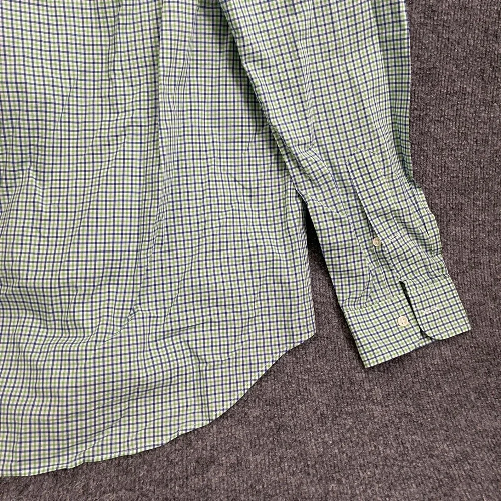 Polo Ralph Lauren Micro Check Shirt Mens Sz M Green Button Down Long Sleeve Pony